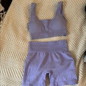 Lavender Ribbed Workout Set